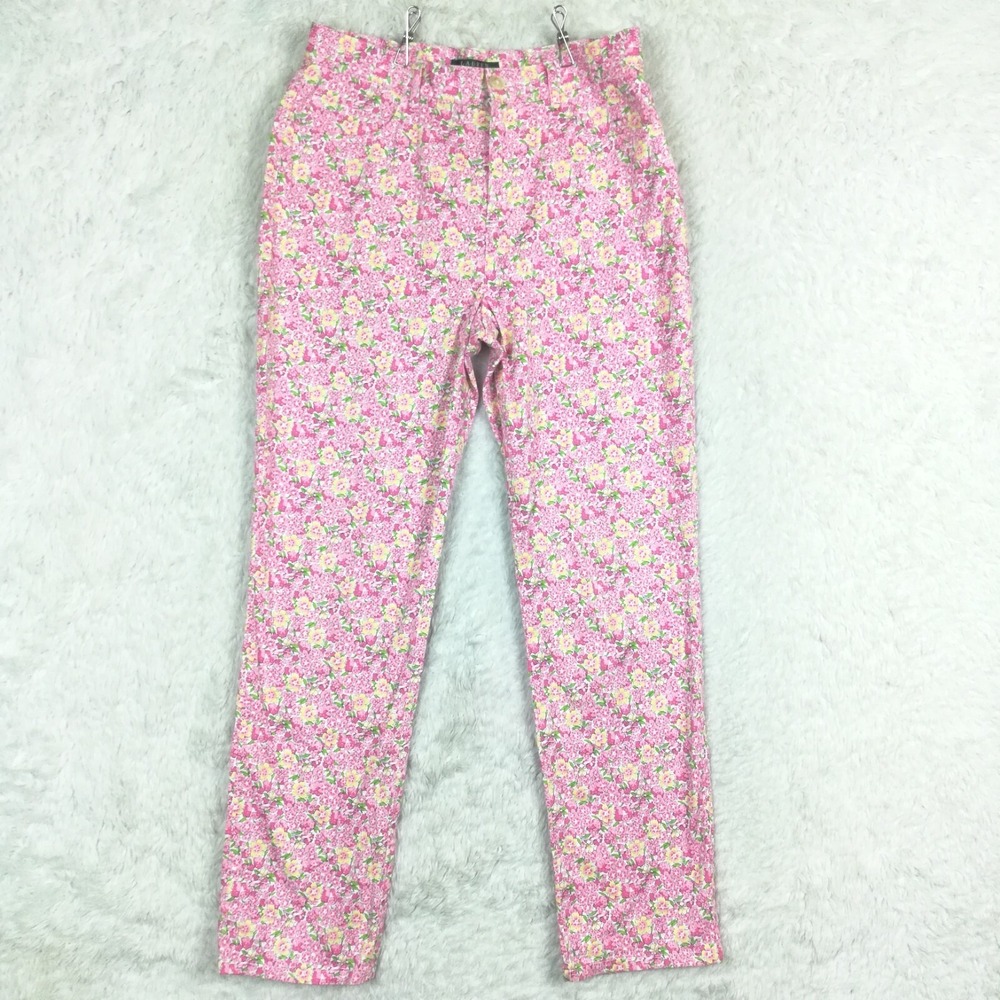 Lauren Ralph Lauren Womens Pants Ankle Crop Straight Leg Pink‎ Floral Mid Rise 6